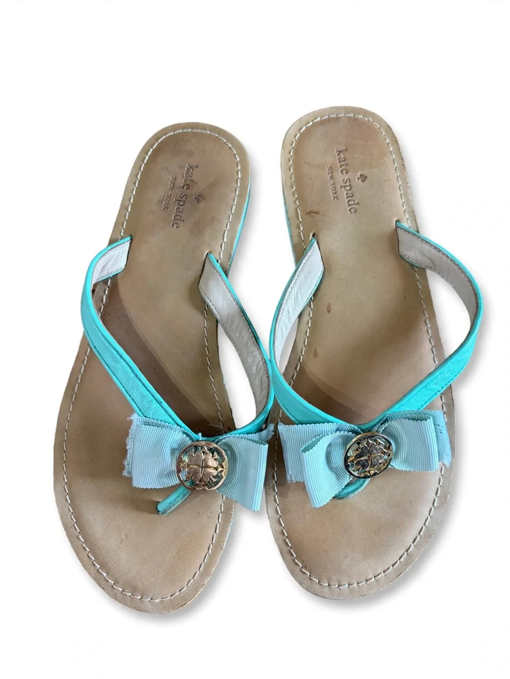 Kate Spade Turquoise Bow Flip Flops Thong Sandals 8.5